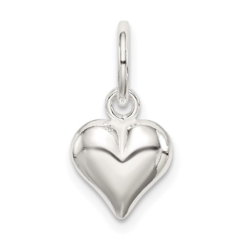 Sterling Silver Polished 10mm Puffed Heart Charm