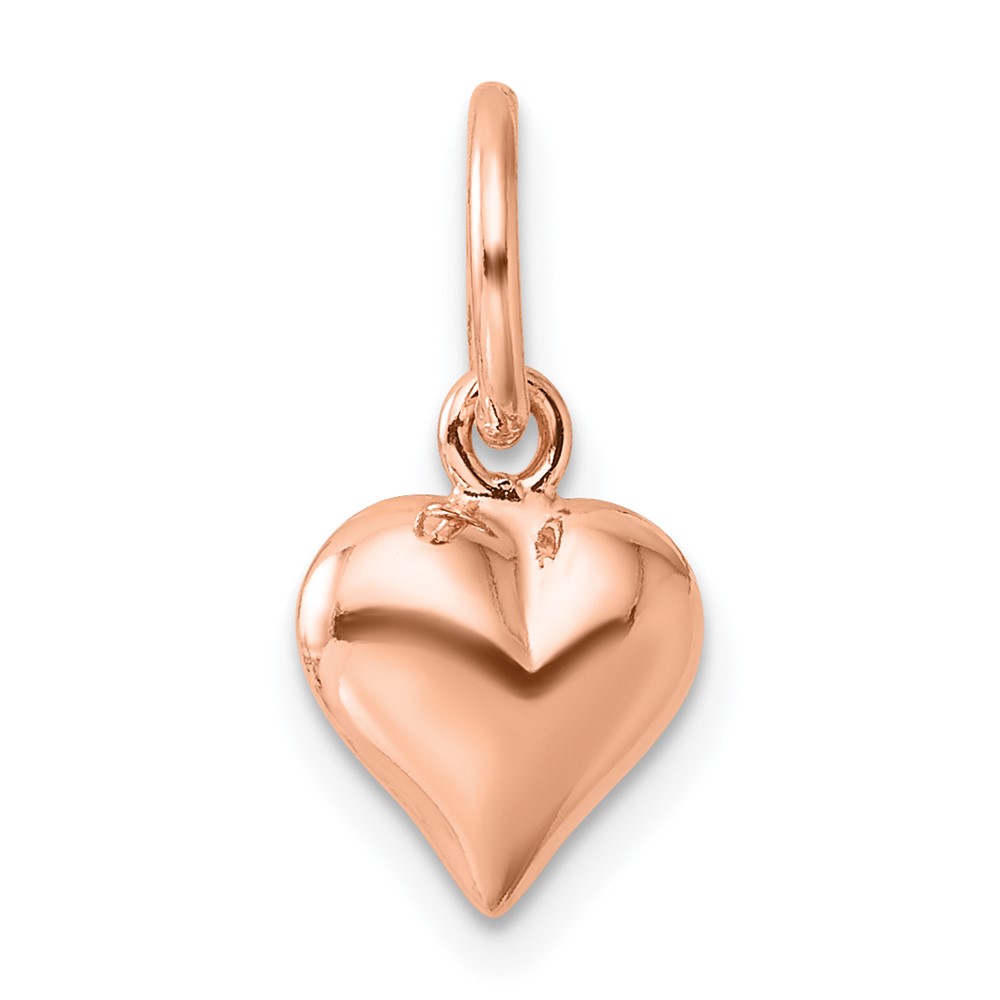 Sterling Silver Rose-tone Polished Puffed Heart Pendant (QC6722RP)