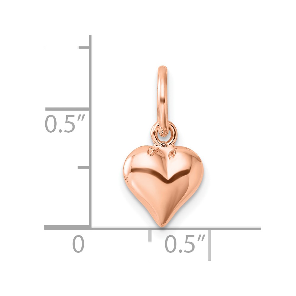 Sterling Silver Rose-tone Polished Puffed Heart Pendant (QC6722RP)