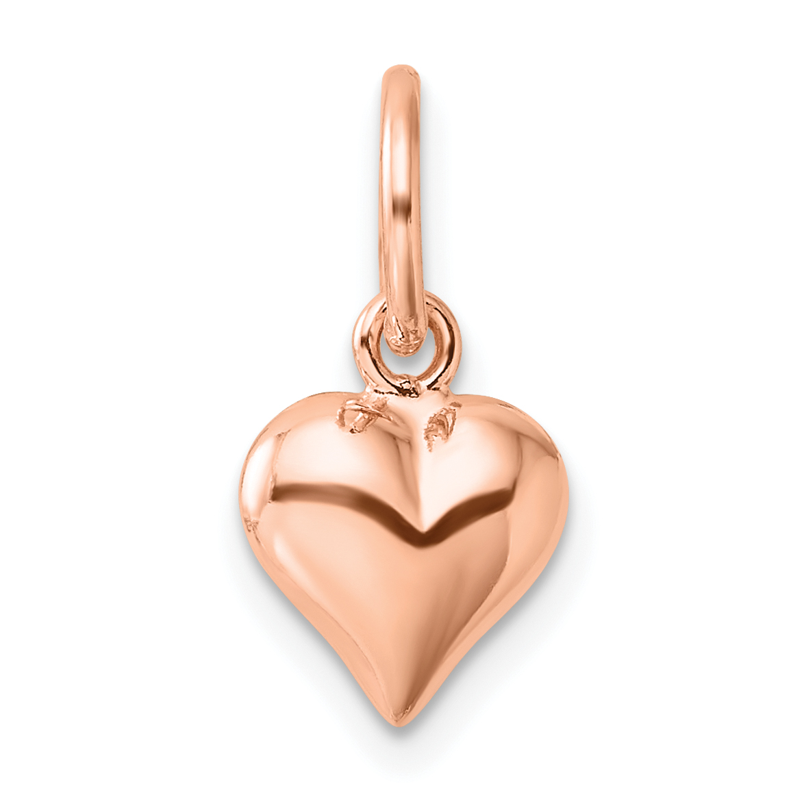Sterling Silver Rose-tone Polished Puffed Heart Pendant (QC6722RP)