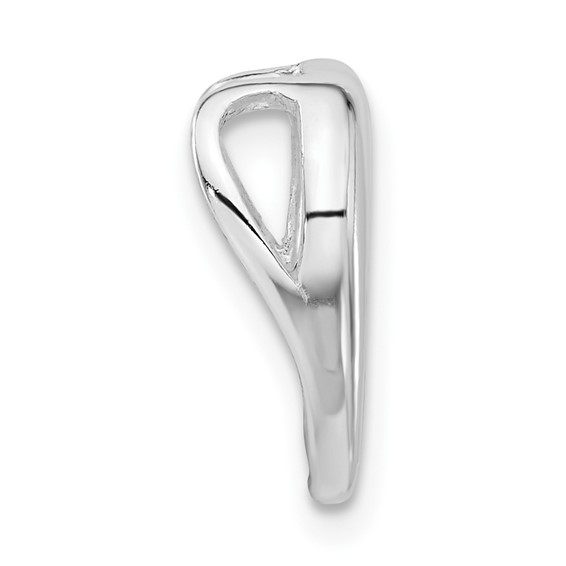 Sterling Silver Polished Heart w/ CZ Slide Pendant