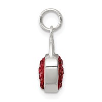 Sterling Silver Polished Red Stellux Crystal Heart Pendant view 2