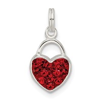 Sterling Silver Polished Red Stellux Crystal Heart Pendant view 4