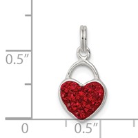Sterling Silver Polished Red Stellux Crystal Heart Pendant view 3