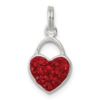 Sterling Silver Polished Red Stellux Crystal Heart Pendant view 1