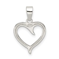 Sterling Silver Polished Fancy Open Heart Pendant view 3