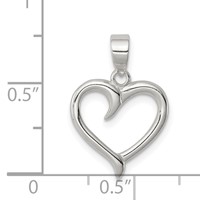 Sterling Silver Polished Fancy Open Heart Pendant view 4