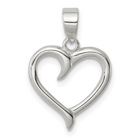 Sterling Silver Polished Fancy Open Heart Pendant view 1