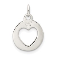 Sterling Silver Polished Circle Charm with Punch Out Heart view 4