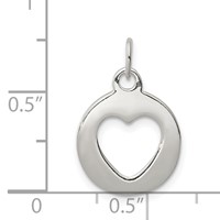 Sterling Silver Polished Circle Charm with Punch Out Heart view 3