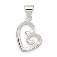 Sterling Silver Polished Fancy Swirl Heart Pendant view 3