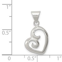 Sterling Silver Polished Fancy Swirl Heart Pendant view 4