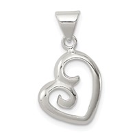 Sterling Silver Polished Fancy Swirl Heart Pendant view 1
