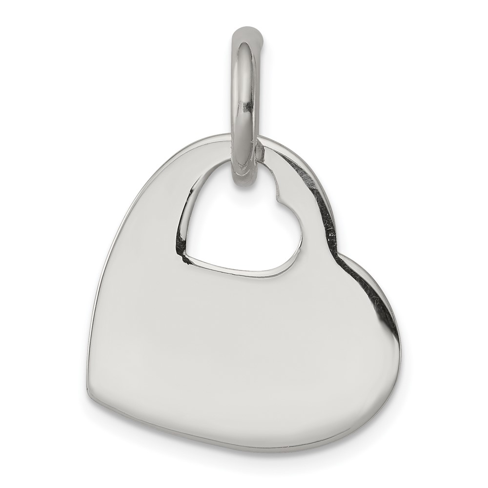 Sterling Silver Heart Charm with Cut Out Heart