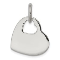Sterling Silver Heart Charm with Cut Out Heart view 1