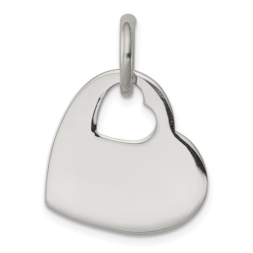 Sterling Silver Heart Charm with Cut Out Heart