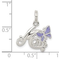 Sterling Silver Polished Mom Butterfly Enameled Charm view 3
