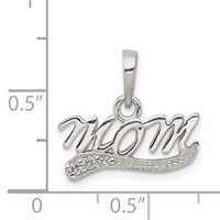 Sterling Silver Polished CZ Mom Pendant view 3