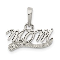 Sterling Silver Polished CZ Mom Pendant view 1