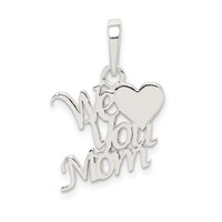Sterling Silver Polished WE Heart You Mom Pendant view 4