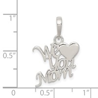 Sterling Silver Polished WE Heart You Mom Pendant view 3