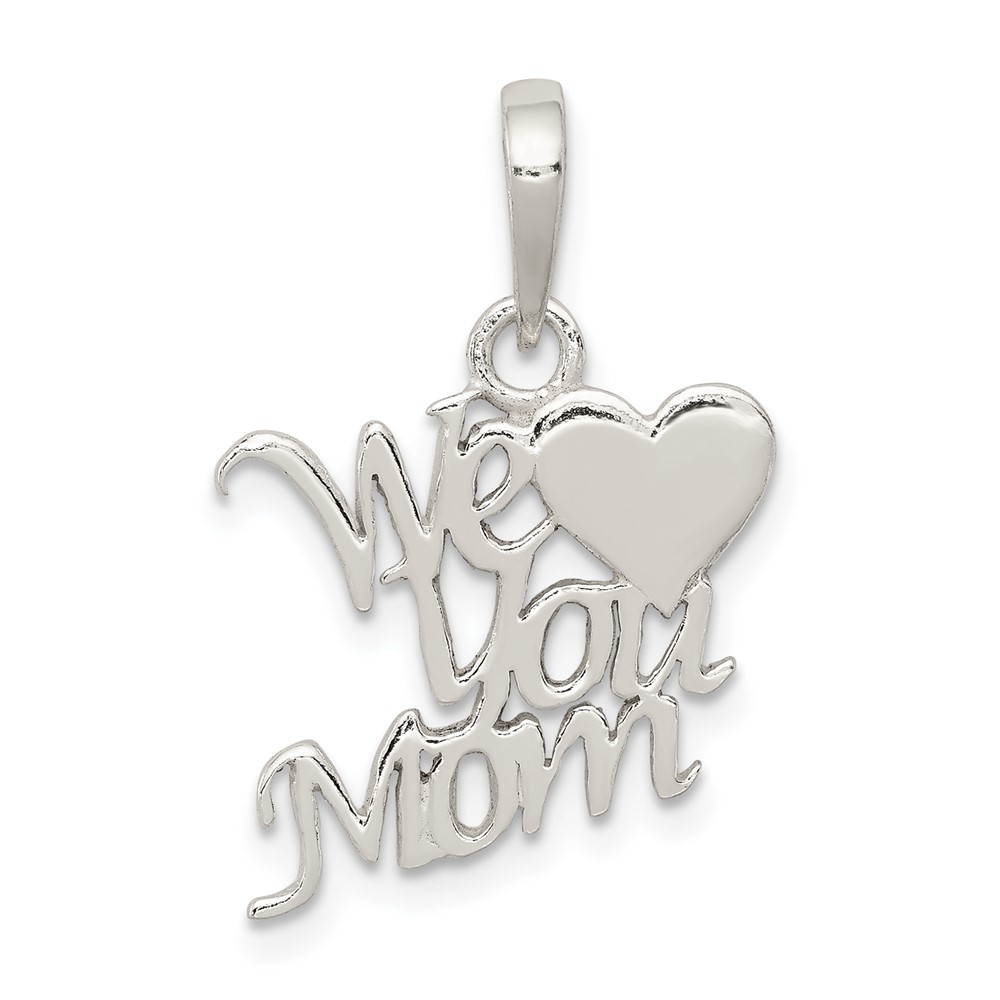 Sterling Silver Polished WE Heart You Mom Pendant