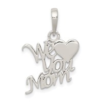 Sterling Silver Polished WE Heart You Mom Pendant view 1