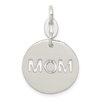 Sterling Silver Polished Circle Mom Charm view 1