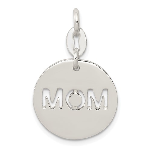 Sterling Silver Polished Circle Mom Charm
