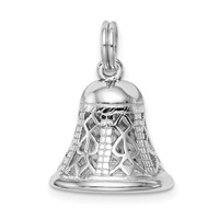 Sterling Silver Rhodium-platedPolished Movable Bell Charm view 4