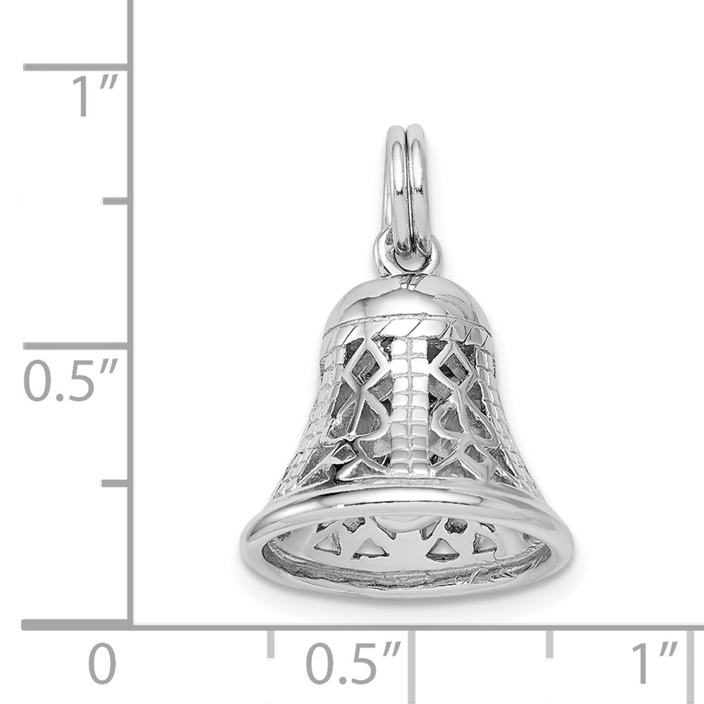 Sterling Silver Rhodium-platedPolished Movable Bell Charm (QC6767)