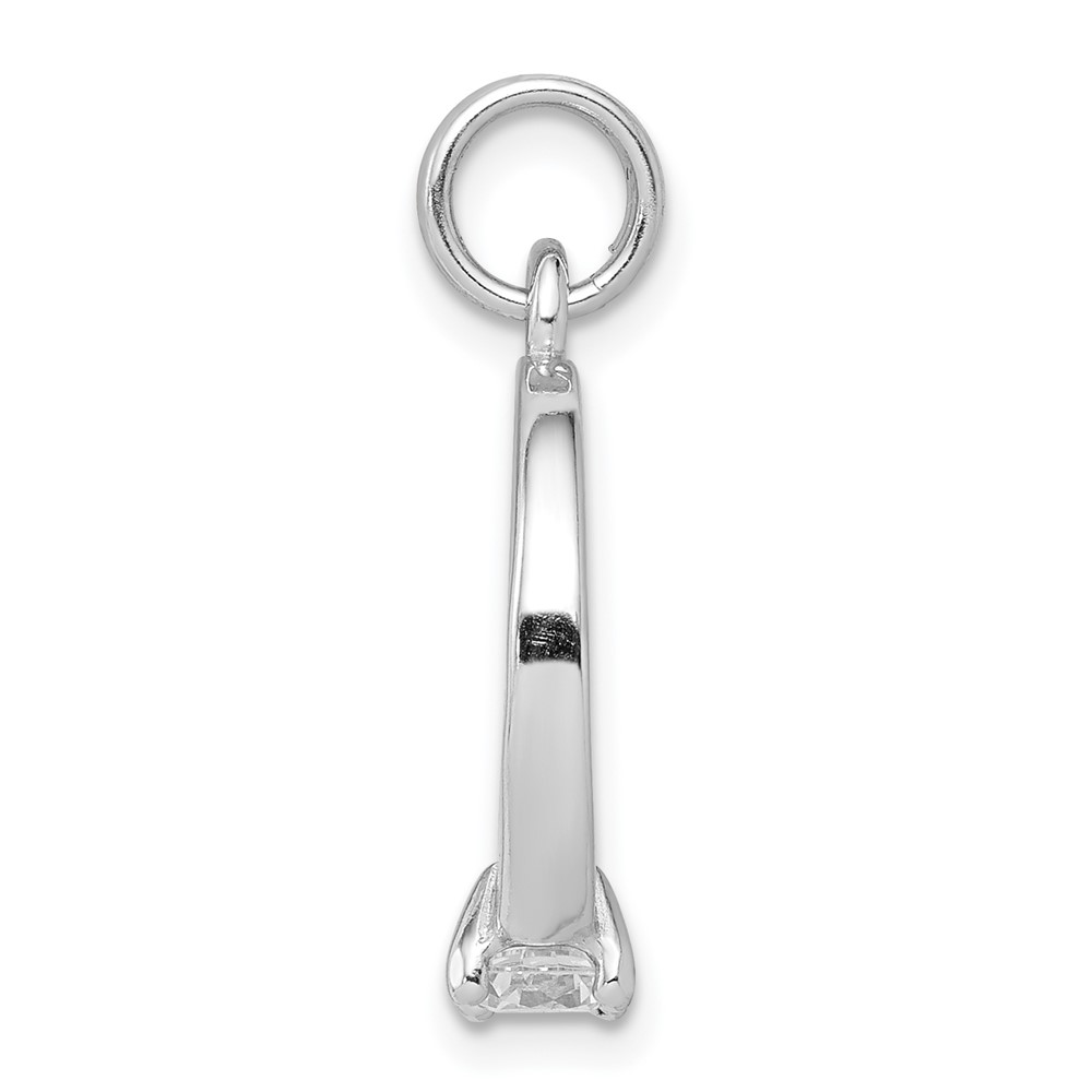 Sterling Silver Rhodium-platedCZ Polished Ring Charm (QC6768)