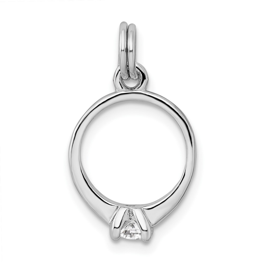 Sterling Silver Rhodium-platedCZ Polished Ring Charm (QC6768)
