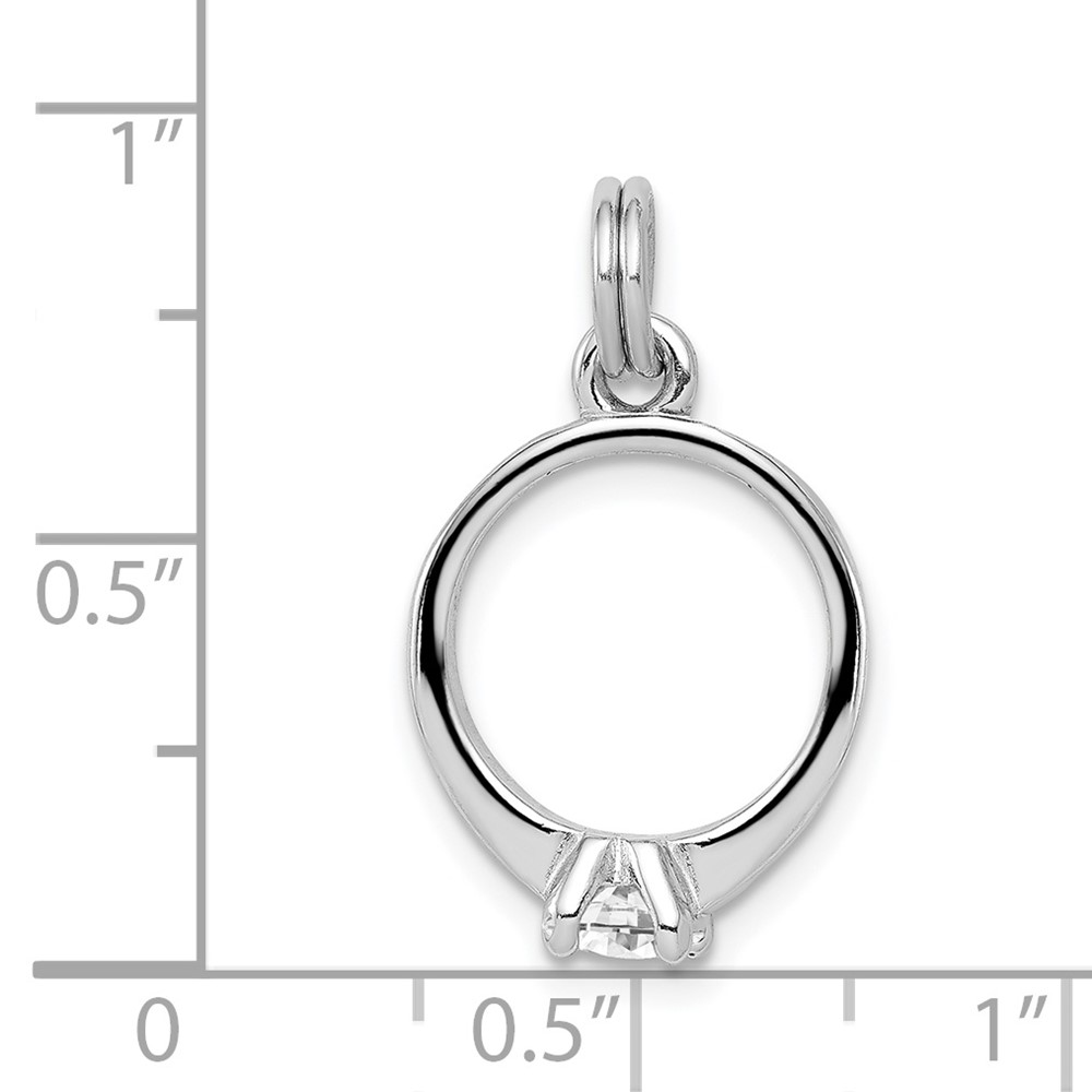 Sterling Silver Rhodium-platedCZ Polished Ring Charm (QC6768)