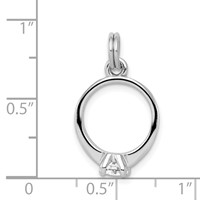 Sterling Silver Rhodium-plated Polished CZ Engagement Ring Charm view 4