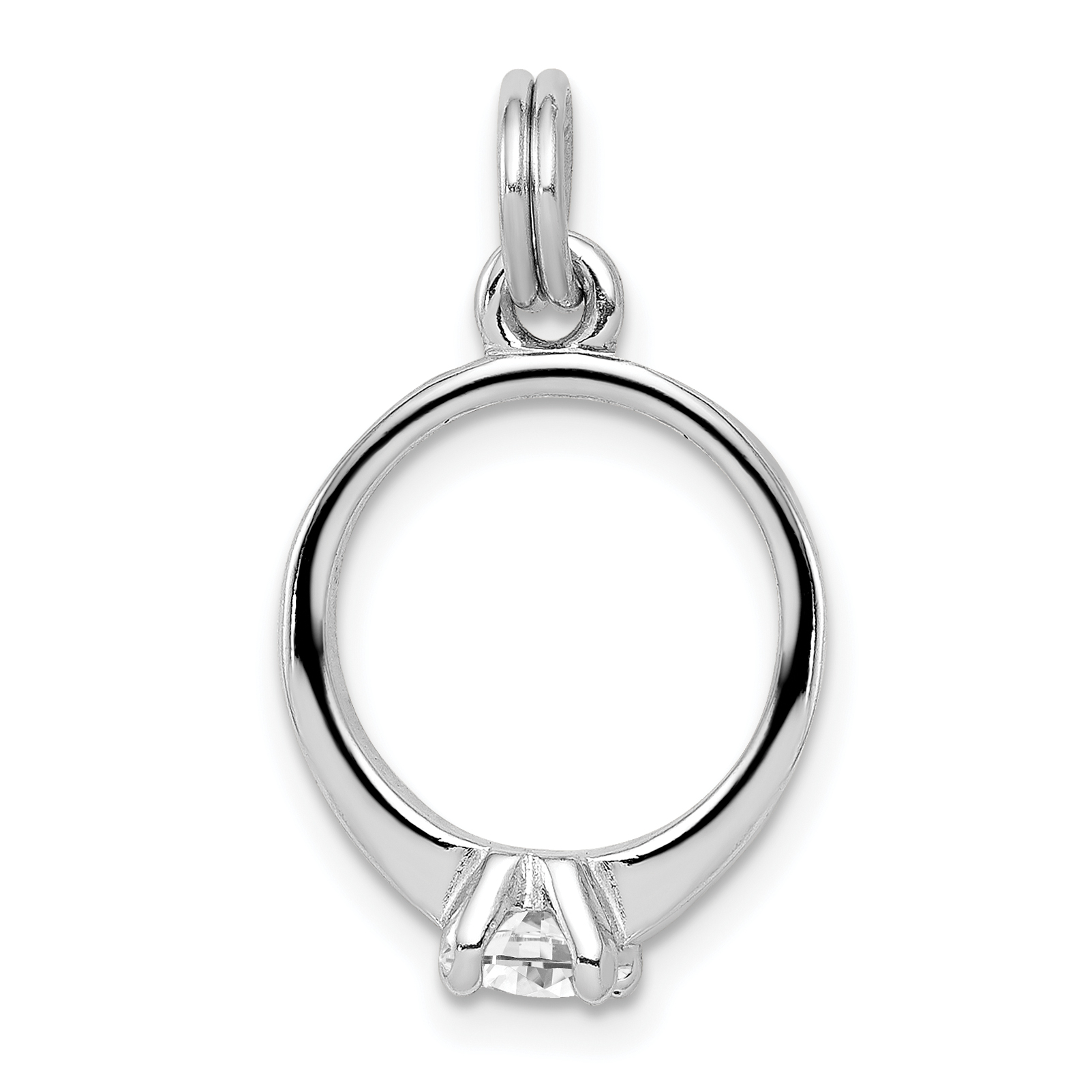 Sterling Silver Rhodium-platedCZ Polished Ring Charm (QC6768)