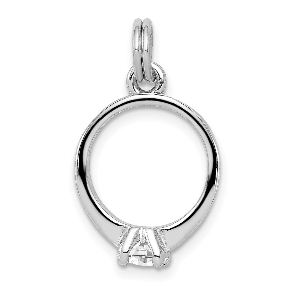 Sterling Silver Rhodium-platedCZ Polished Ring Charm (QC6768)