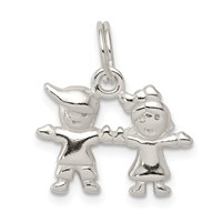 Sterling Silver Polished Boy and Girl Charm view 1