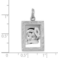 Sterling Silver Rhodium-plated Textured Picture Frame Charm view 3