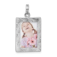 Sterling Silver Rhodium-plated Textured Picture Frame Charm view 1