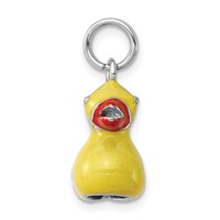 Sterling Silver Rhodium-plated Enameled Duck Charm view 2