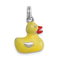 Sterling Silver Rhodium-plated Enameled Duck Charm view 3
