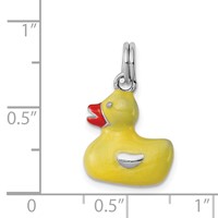 Sterling Silver Rhodium-plated Enameled Duck Charm view 4