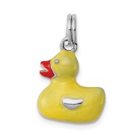 Sterling Silver Rhodium-plated Enameled Duck Charm view 1