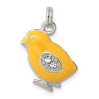 Sterling Silver Preciosa Crystal Enameled Yellow Baby Chick Charm view 1