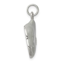 Sterling Silver CZ Grey Enameled Polished Elephant Charm view 2
