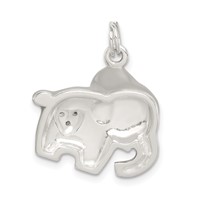 Sterling Silver CZ Grey Enameled Polished Elephant Charm view 4