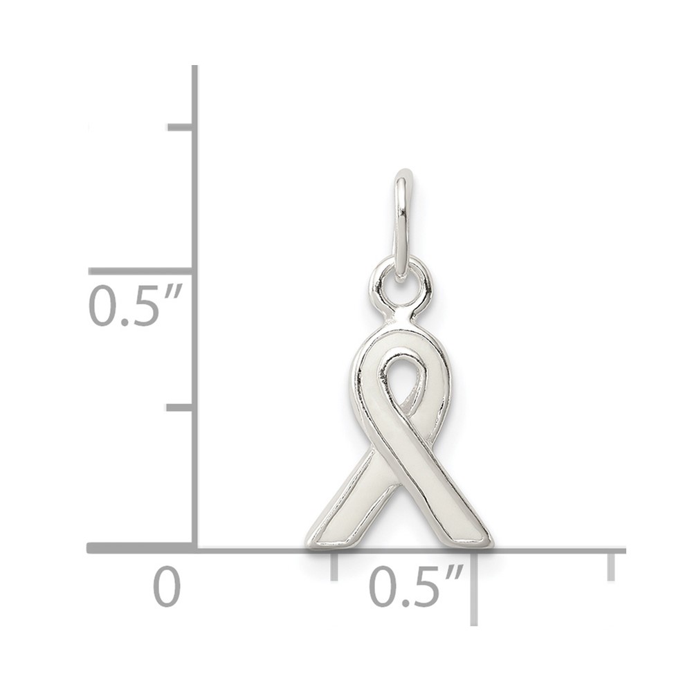 Sterling Silver White Enameled Awareness Charm (QC6831)