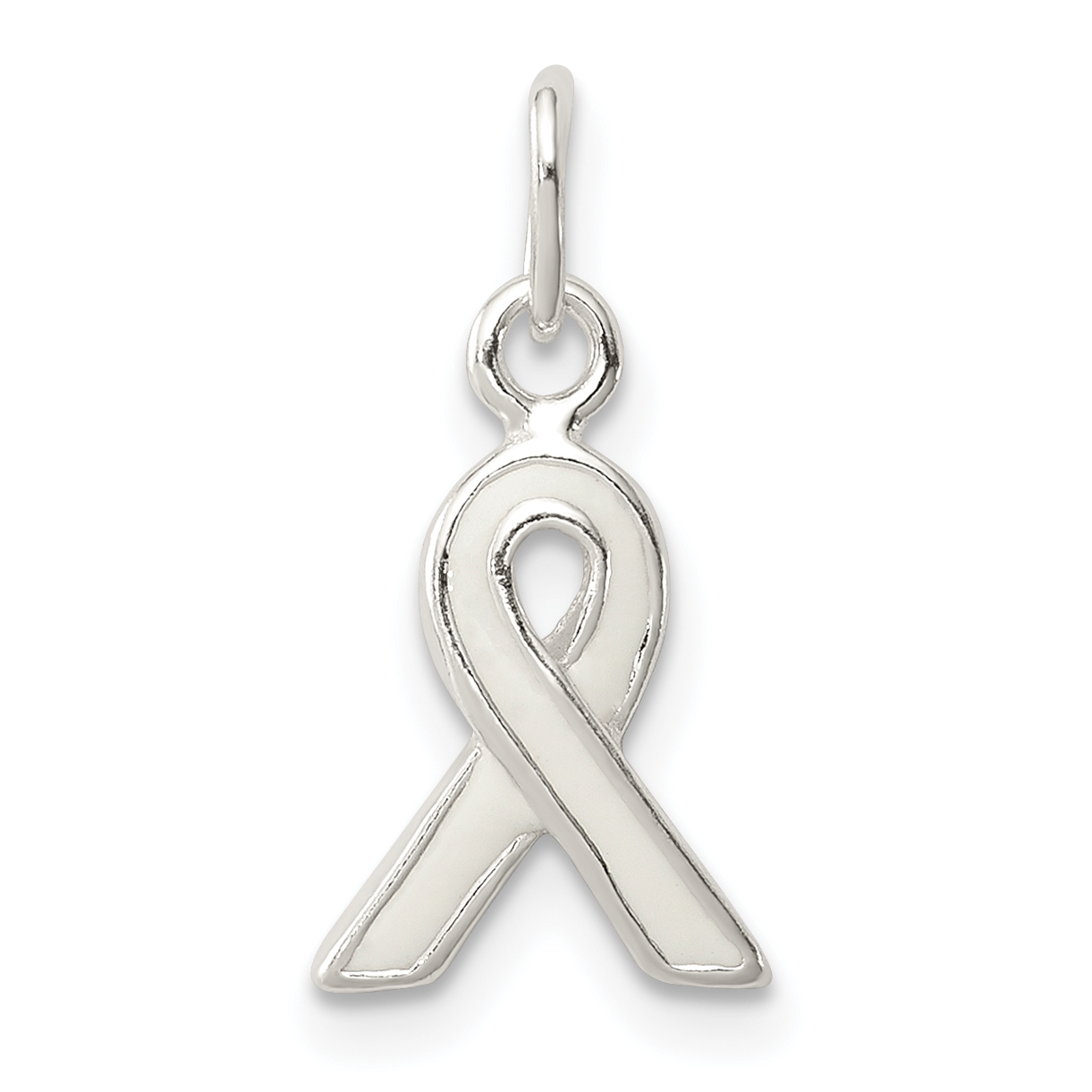 Sterling Silver White Enameled Awareness Charm (QC6831)