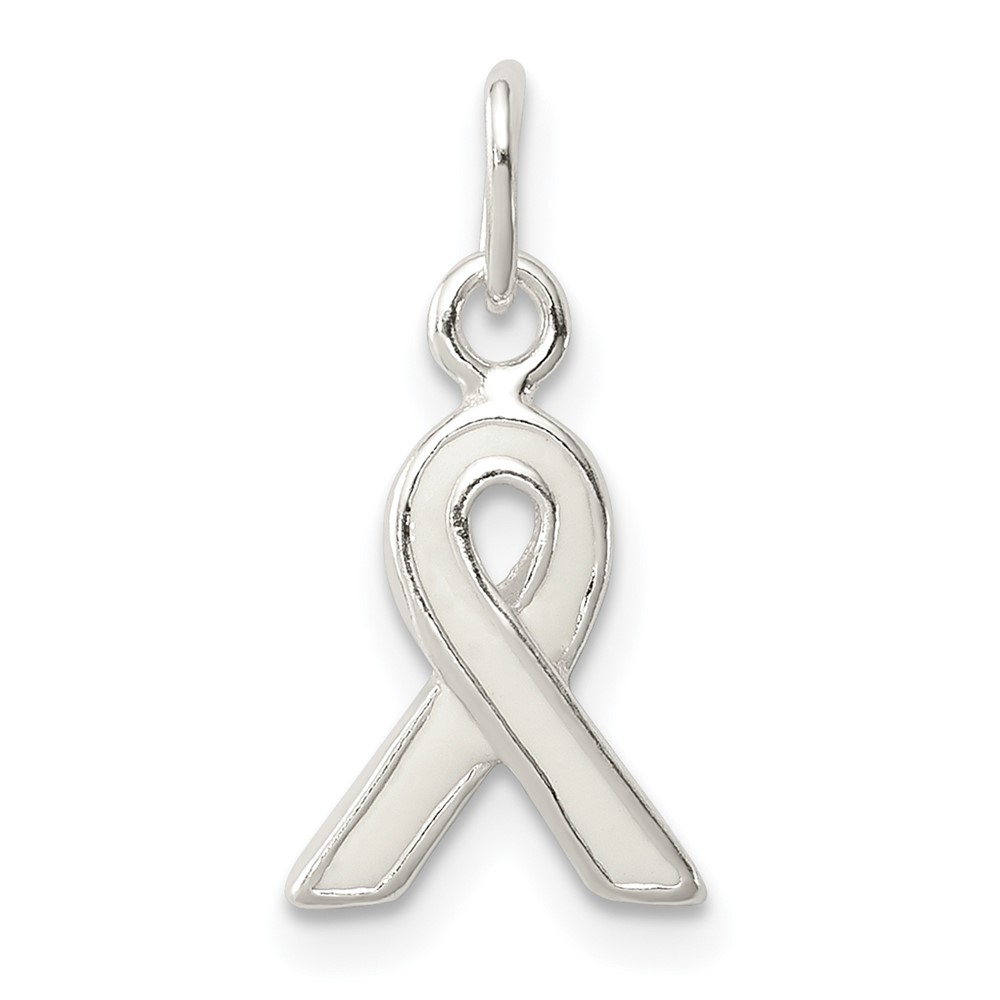 Sterling Silver White Enameled Awareness Charm (QC6831)
